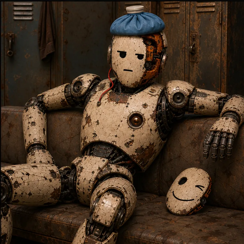 CAGEBOT resting after a fight